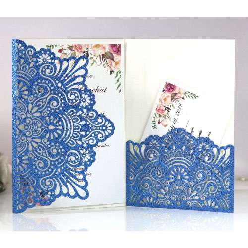 Wholesale Laser Cut Invitation Card Blue Wedding Invitations
